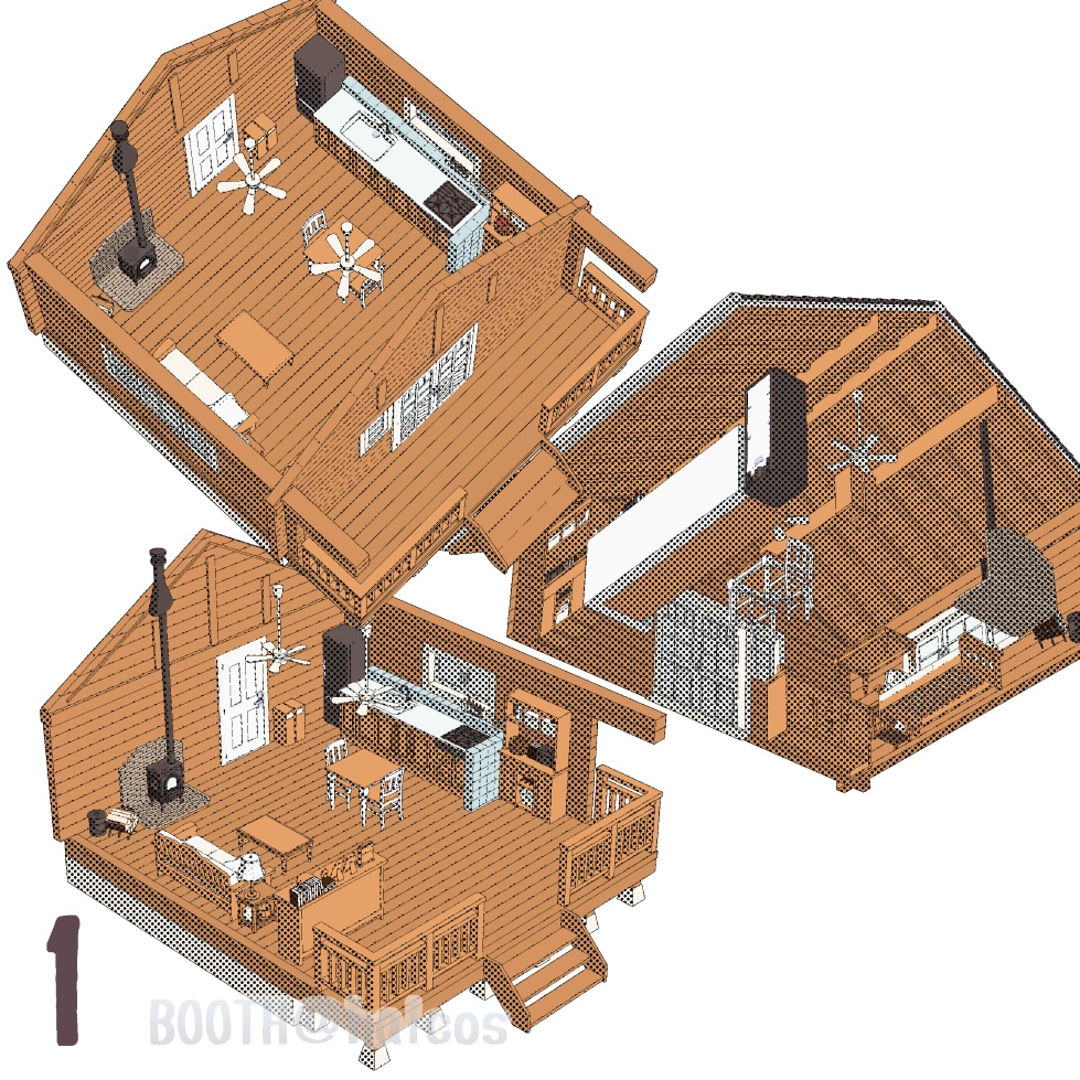 【3D】舞台/LDK/ログハウス