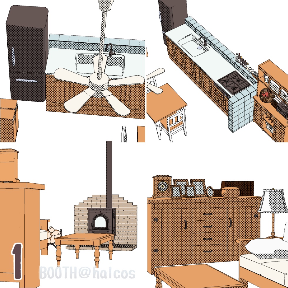 【3D】舞台/LDK/ログハウス