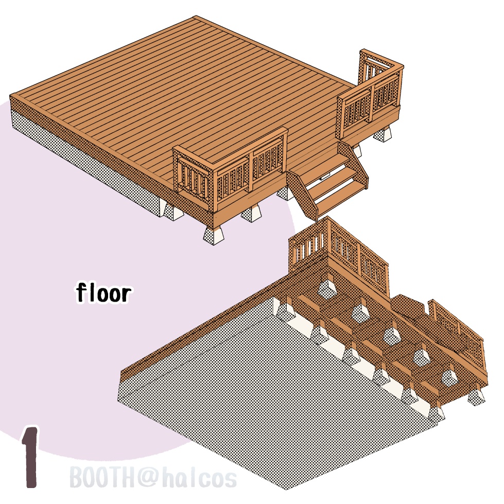【3D】舞台/LDK/ログハウス