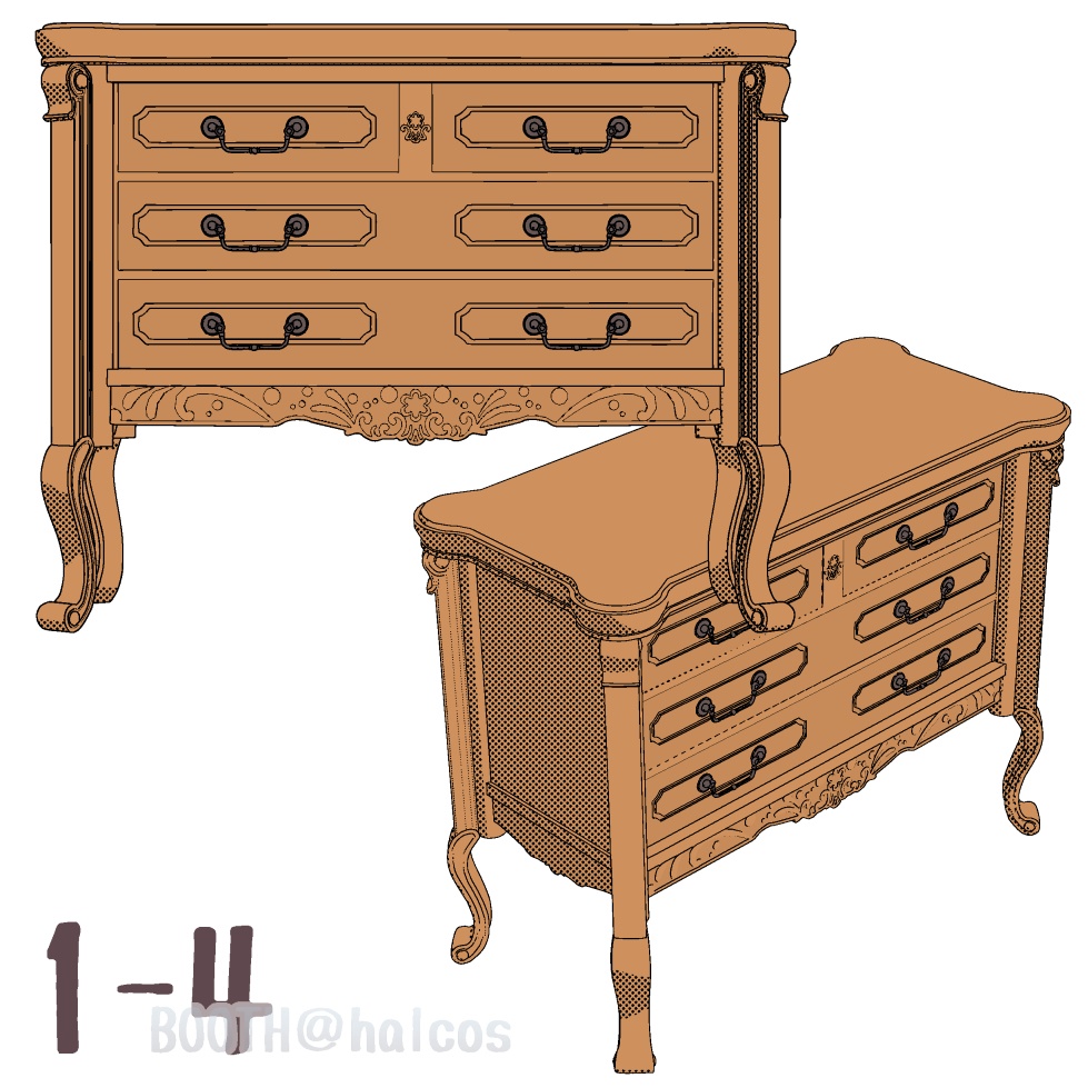 【3D】家具/豪華なチェスト(3種)