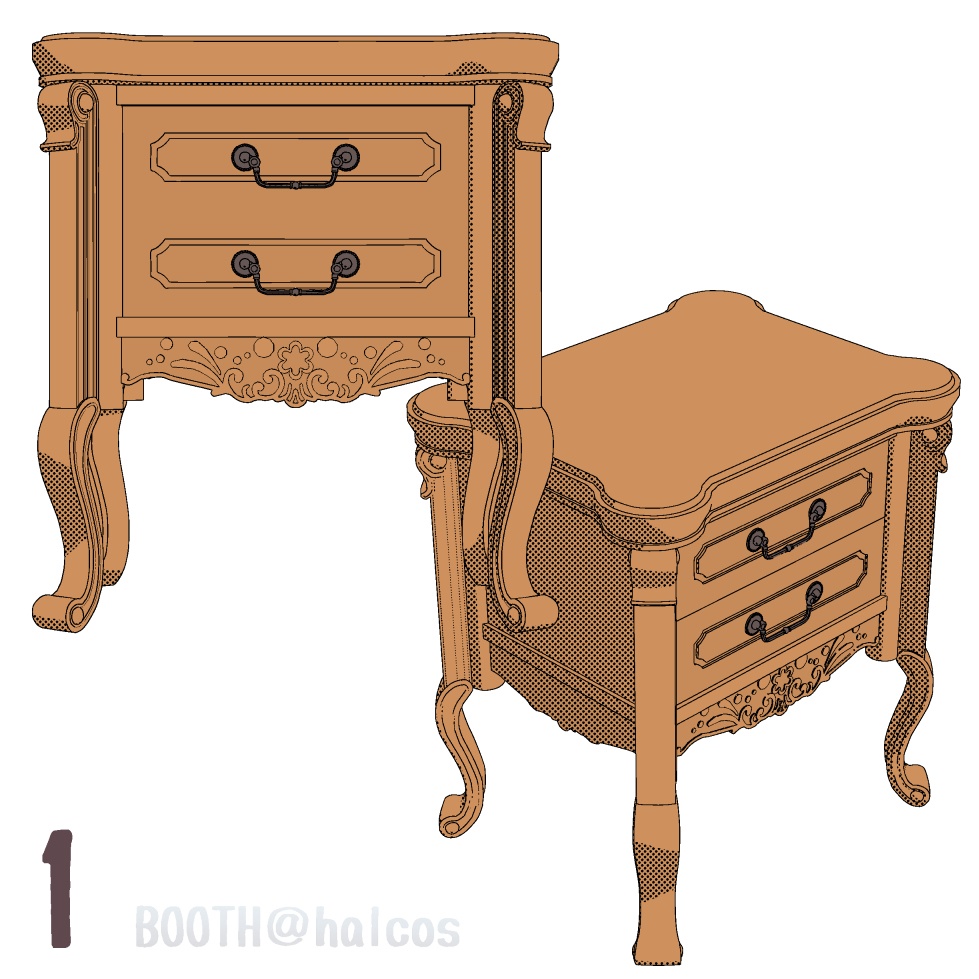 【3D】家具/豪華なチェスト(3種)