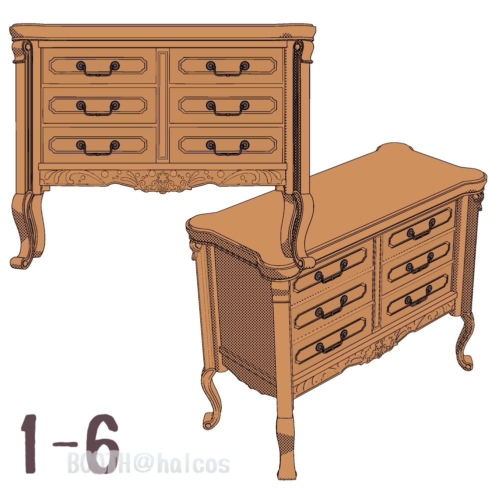 【3D】家具/豪華なチェスト(3種)