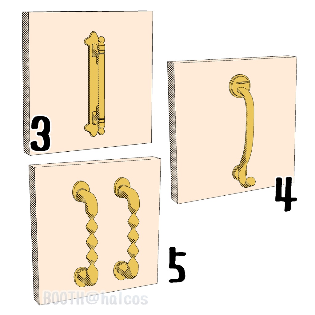 【3D】ドアノブ(全10種)