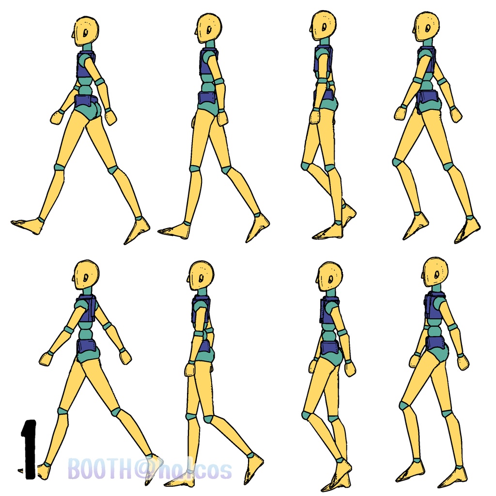 【3D】アタリ用/ポーズ集/歩く