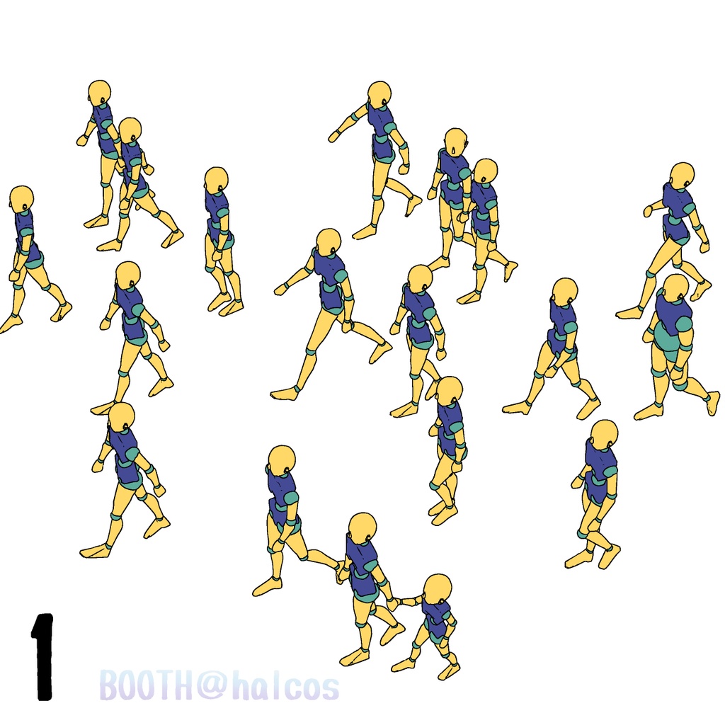 【3D】アタリ用/ポーズ集/モブ(6種)