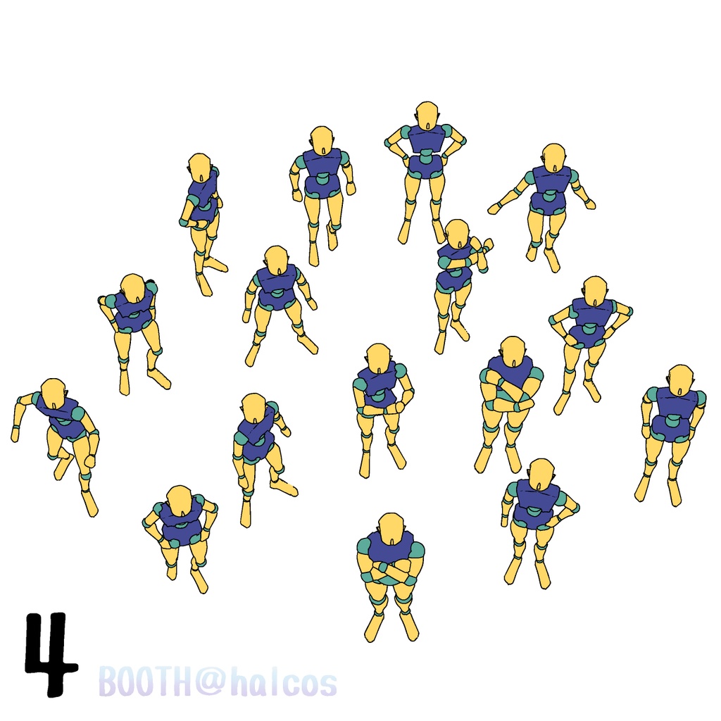 【3D】アタリ用/ポーズ集/モブ(6種)