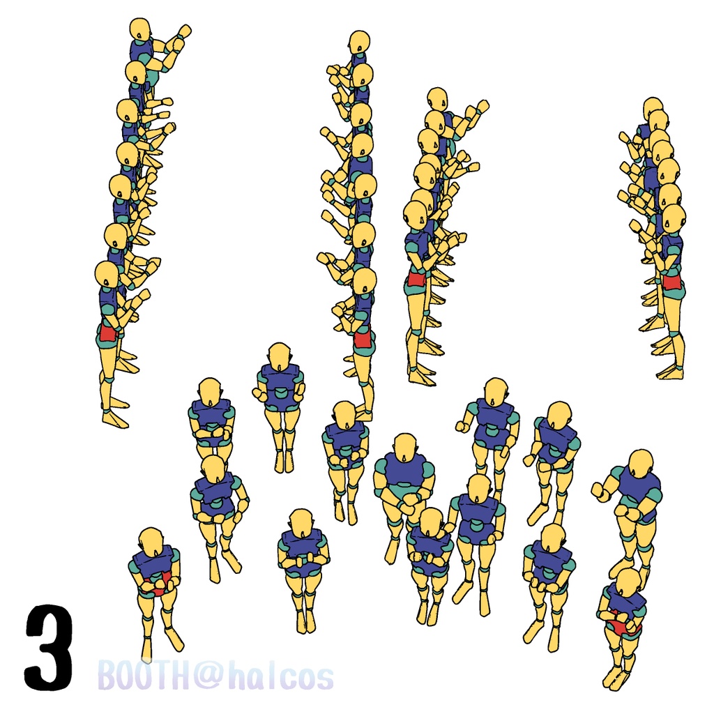 【3D】アタリ用/ポーズ集/モブ(6種)