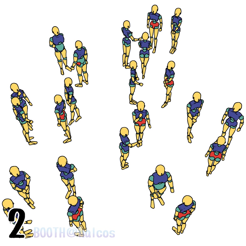 【3D】アタリ用/ポーズ集/モブ(6種)