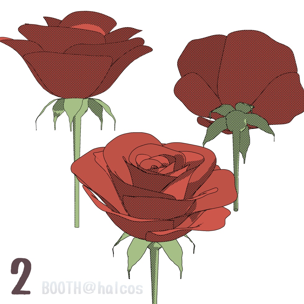 【3D】植物/薔薇(3種)