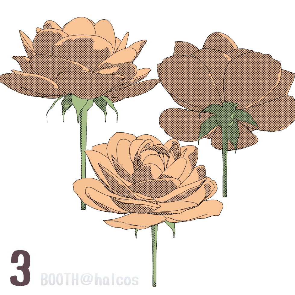 【3D】植物/薔薇(3種)