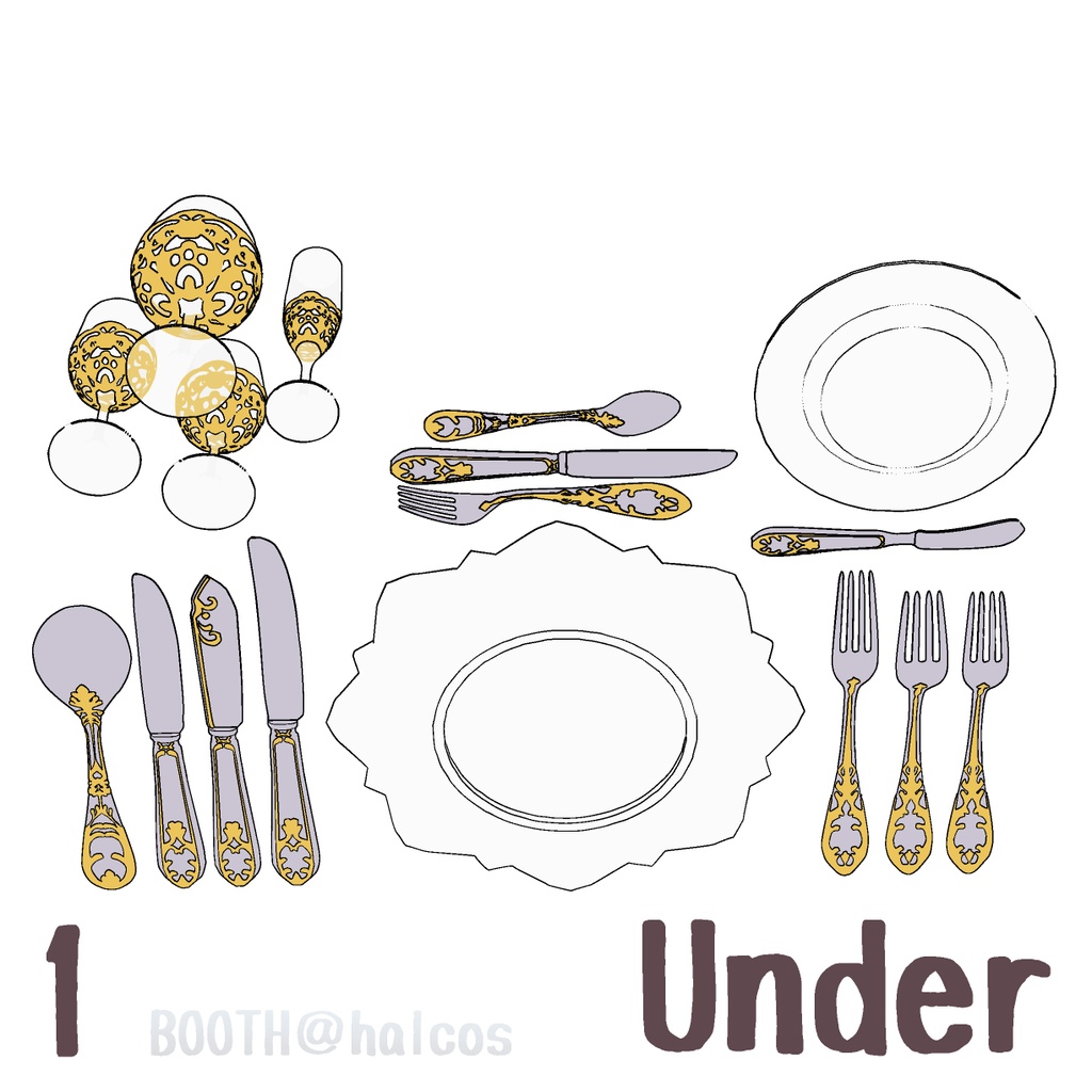 【3D】食器/きらびやかなカトラリー