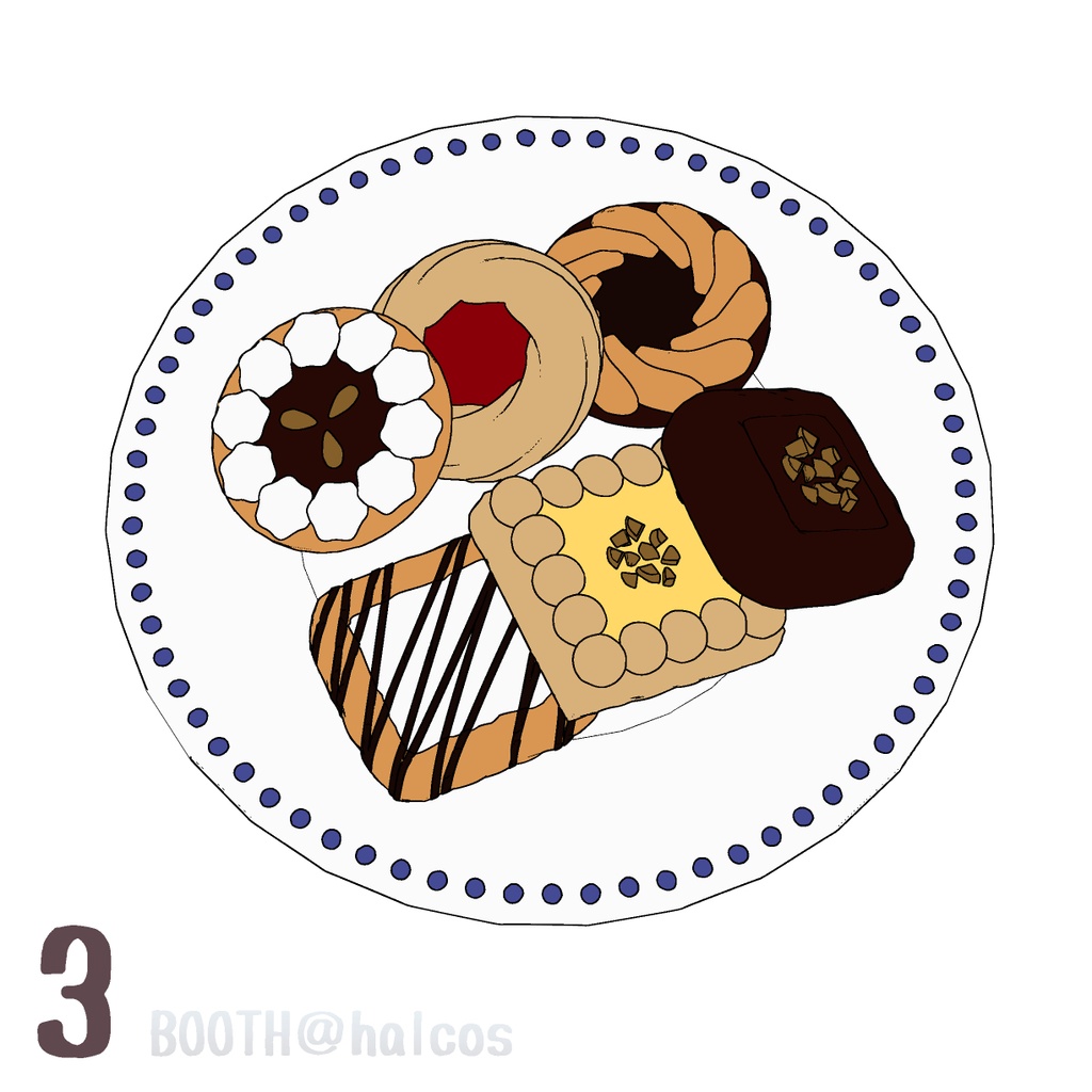 【3D】並べたクッキーセット(全4種)