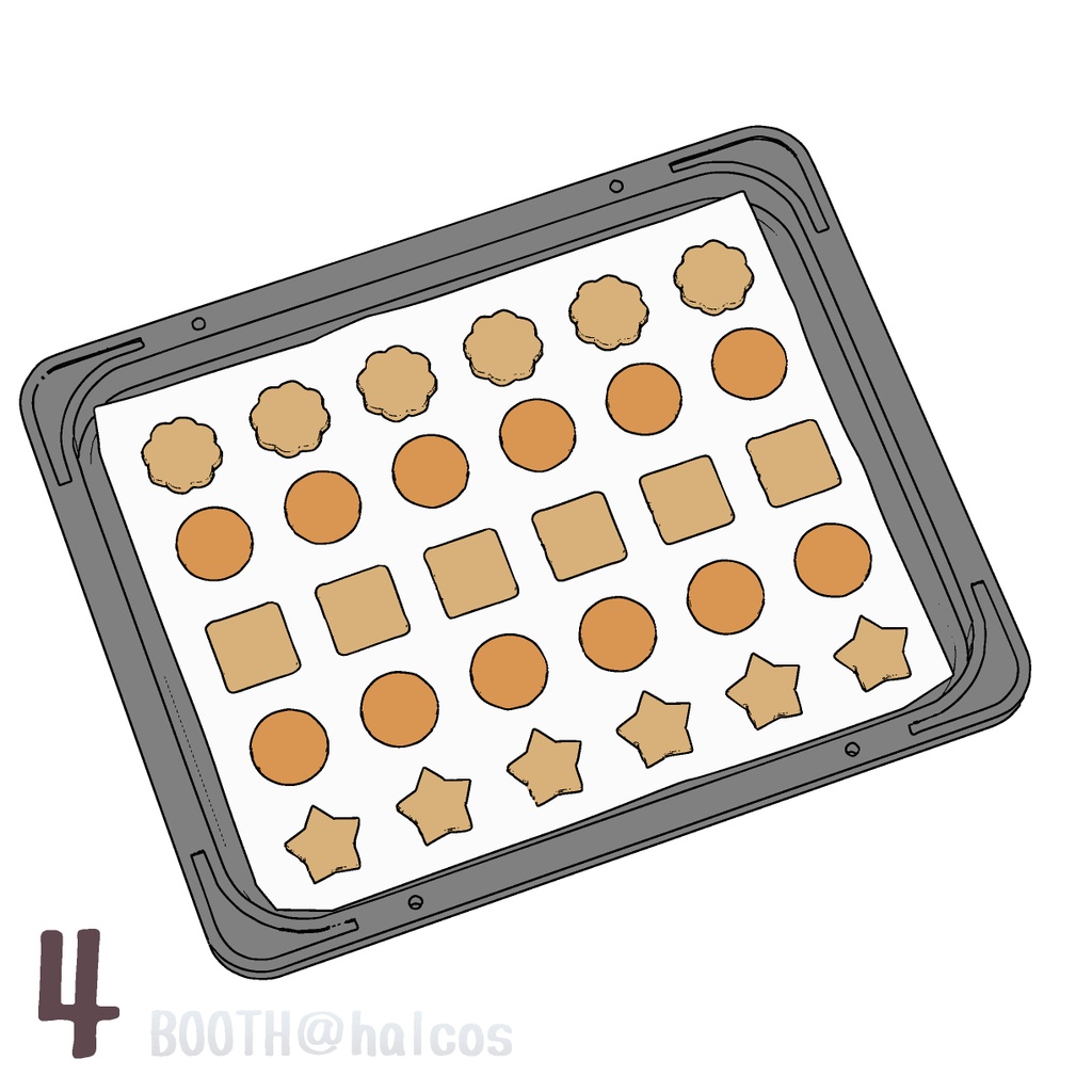 【3D】並べたクッキーセット(全4種)