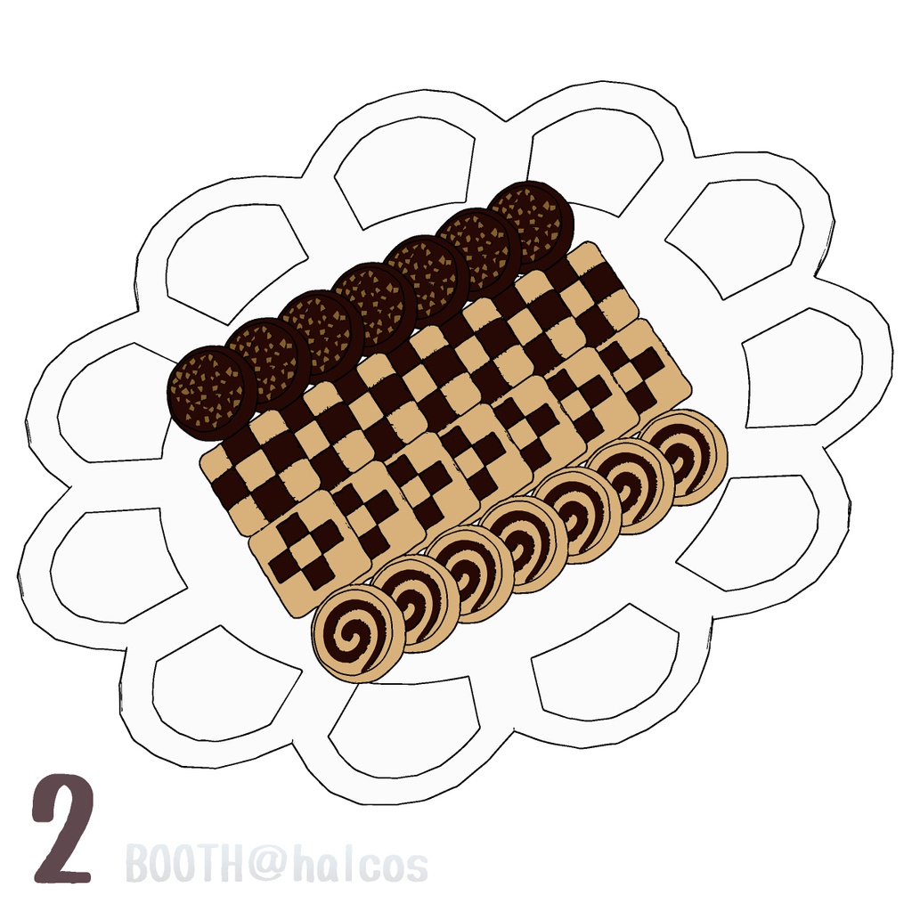 【3D】並べたクッキーセット(全4種)