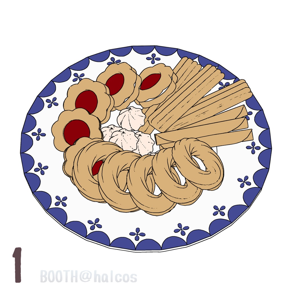 【3D】並べたクッキーセット(全4種)