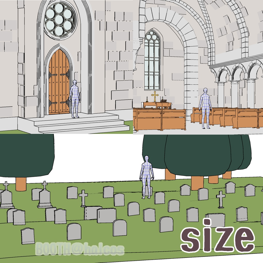 【3D】舞台/教会+墓地(+OPTION)