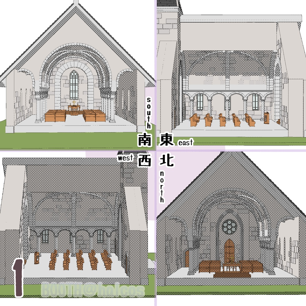 【3D】舞台/教会+墓地(+OPTION)
