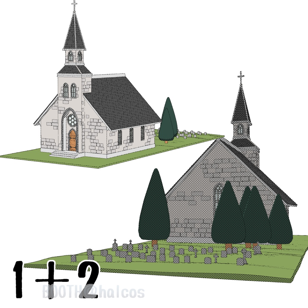 【3D】舞台/教会+墓地(+OPTION)