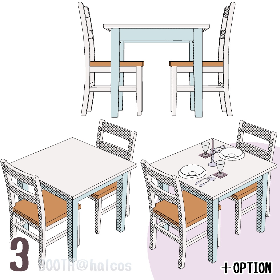 【3D】家具/テーブルセット2(4種+OPTION)