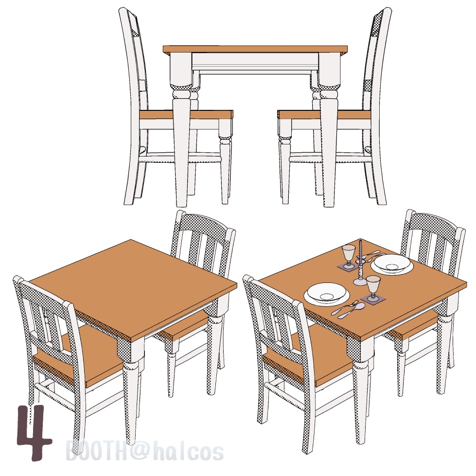 【3D】家具/テーブルセット2(4種+OPTION)