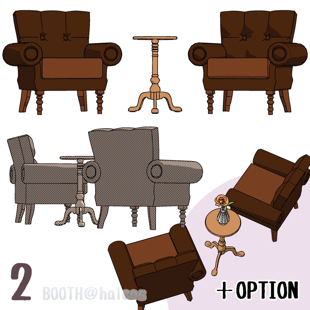 【3D】家具/テーブルセット2(4種+OPTION)
