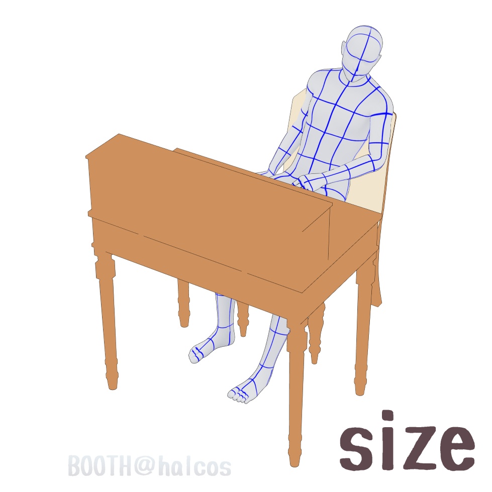 【3D】家具/デスクセット/アンティーク(2種+OPTION)