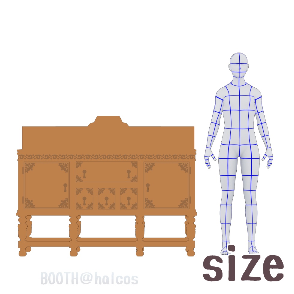 【3D】家具/サイドボード/アンティーク風(+OPTION)