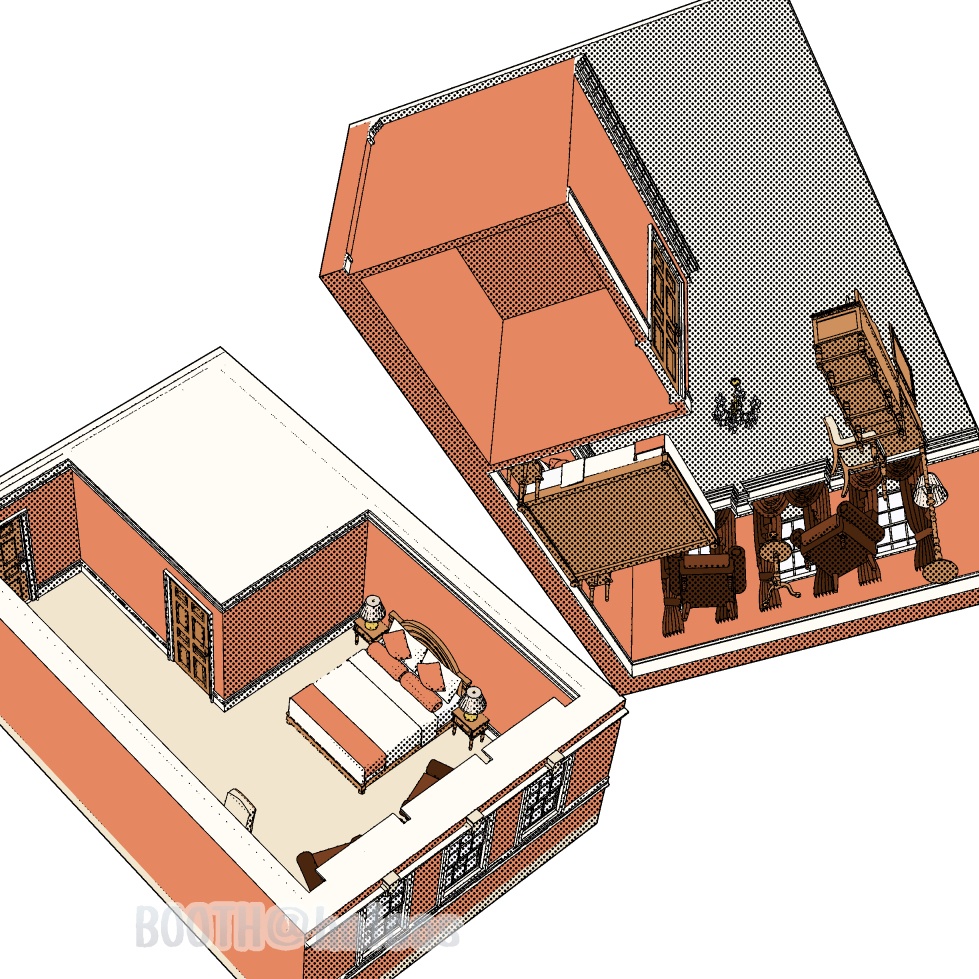 【3D】舞台/ホテルの客室/外国風