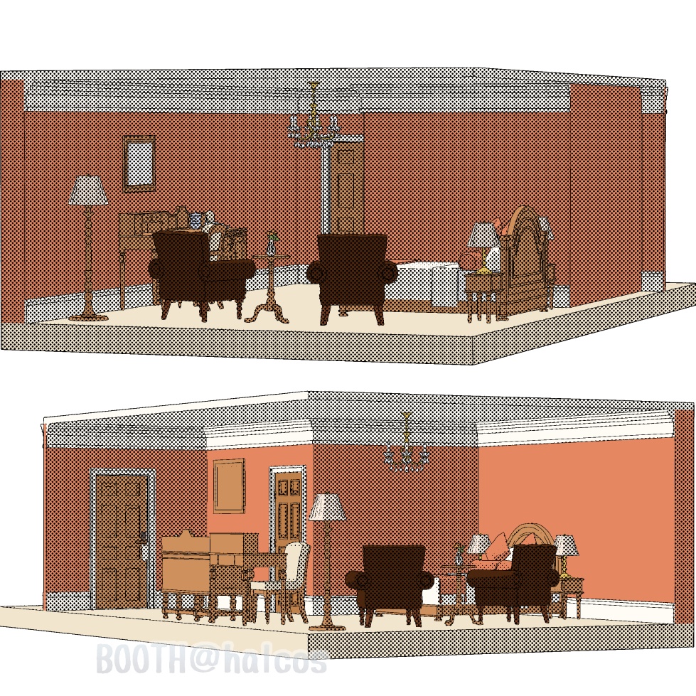 【3D】舞台/ホテルの客室/外国風