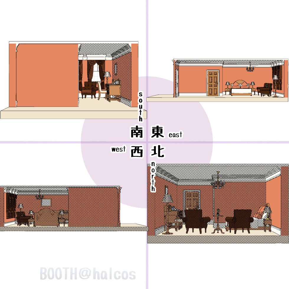【3D】舞台/ホテルの客室/外国風