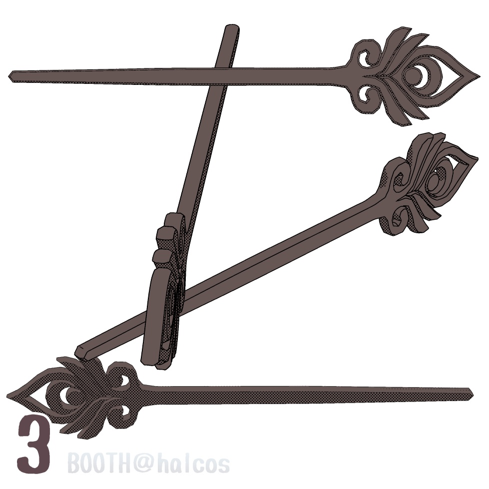 【3D】アクセサリー/かんざし/1本軸