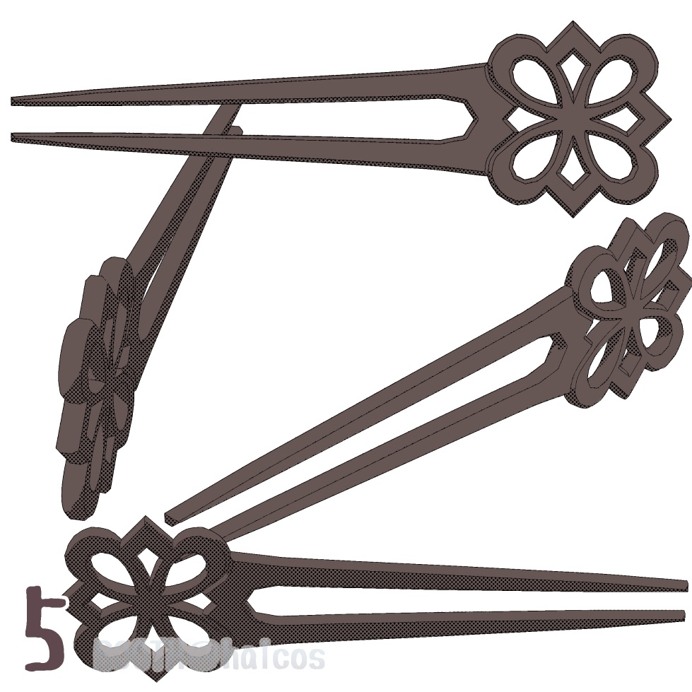 【3D】アクセサリー/かんざし/2本軸