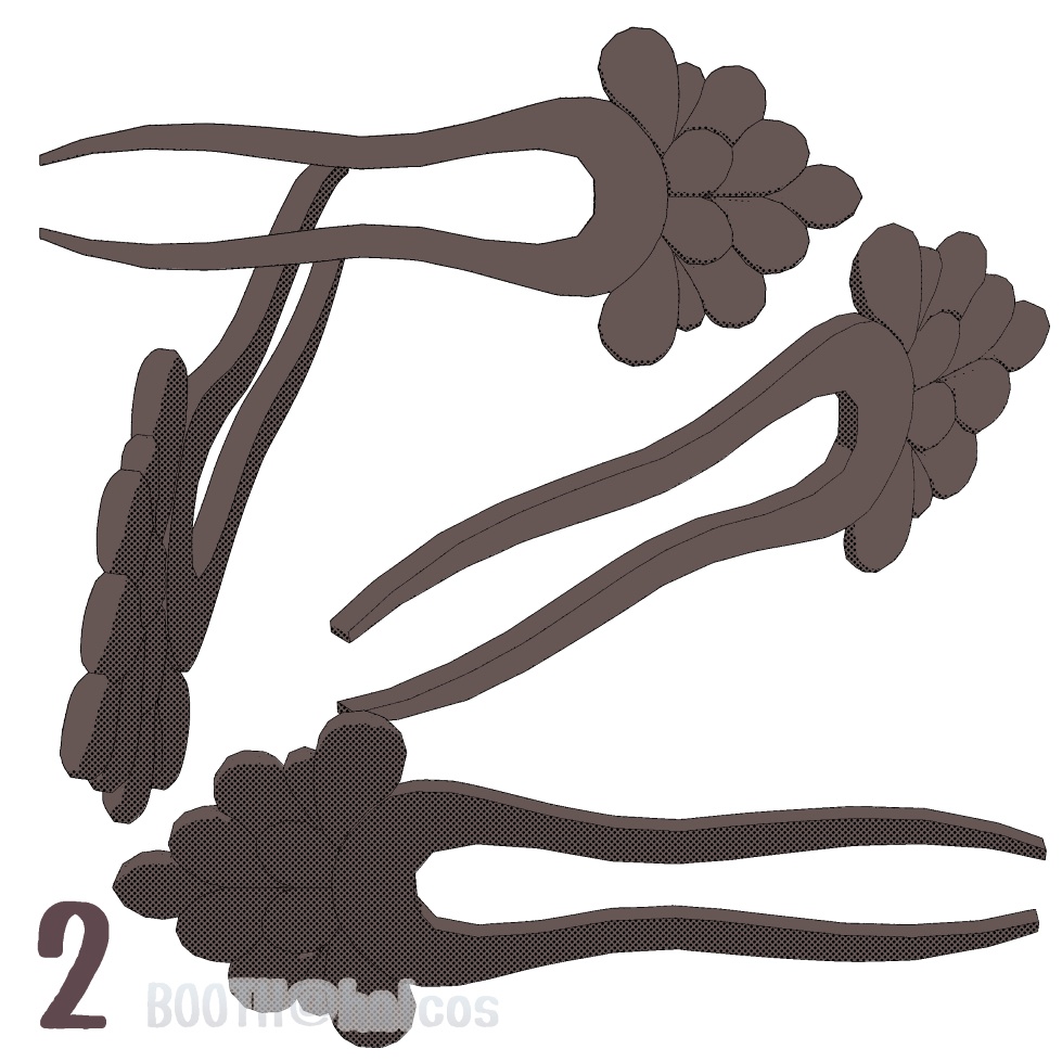 【3D】アクセサリー/かんざし/2本軸