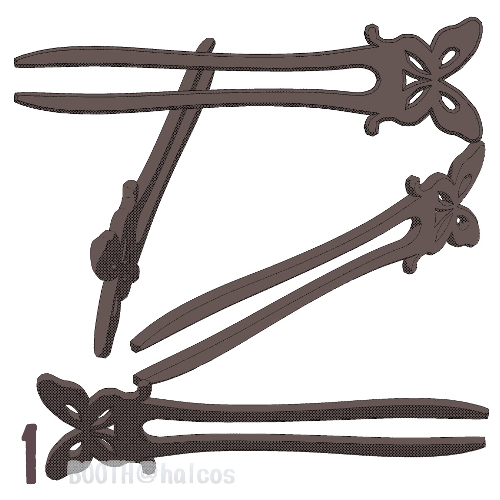 【3D】アクセサリー/かんざし/2本軸