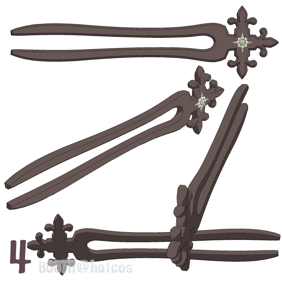 【3D】アクセサリー/かんざし/2本軸