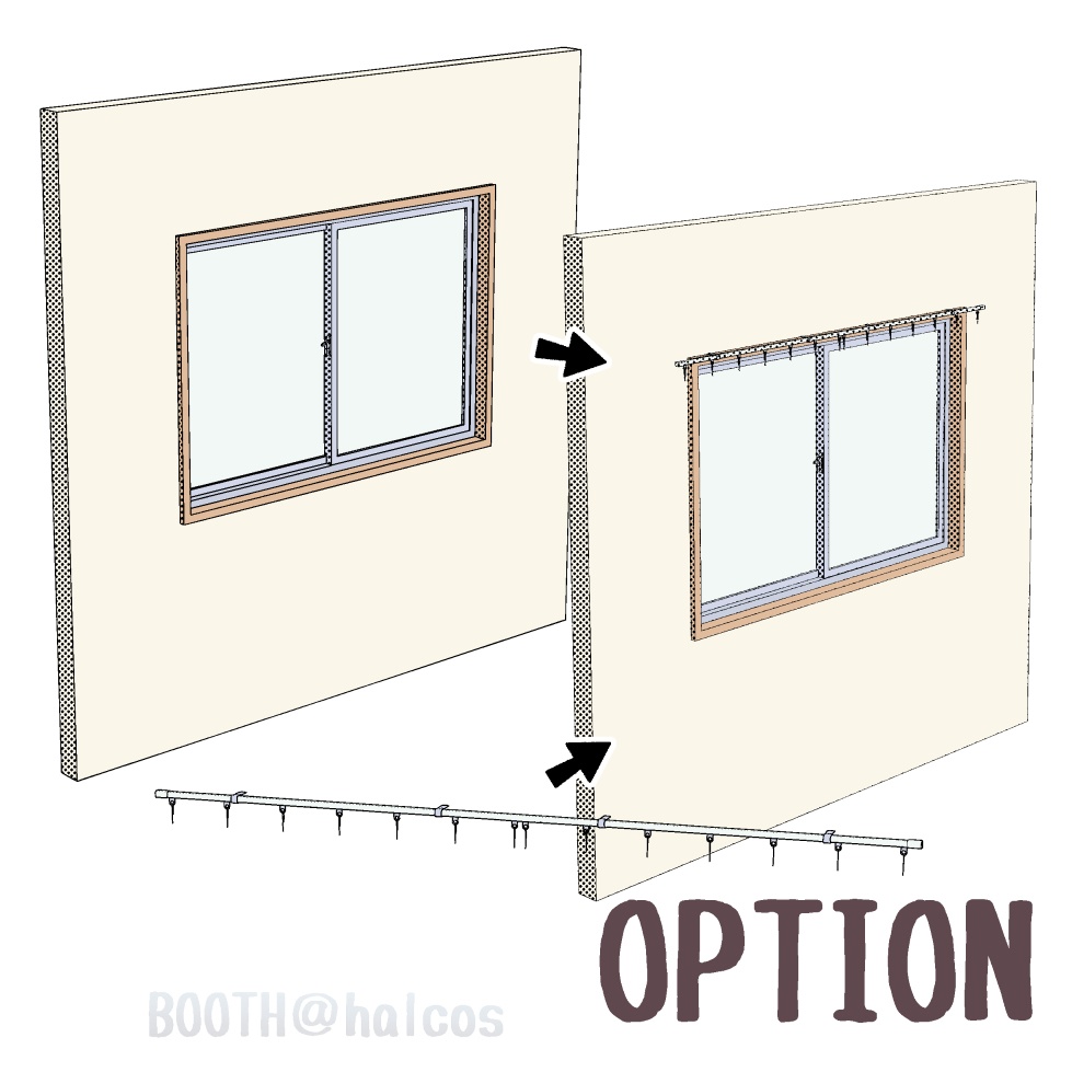 【3D】小道具/カーテン/閉/開/半開+OPTION