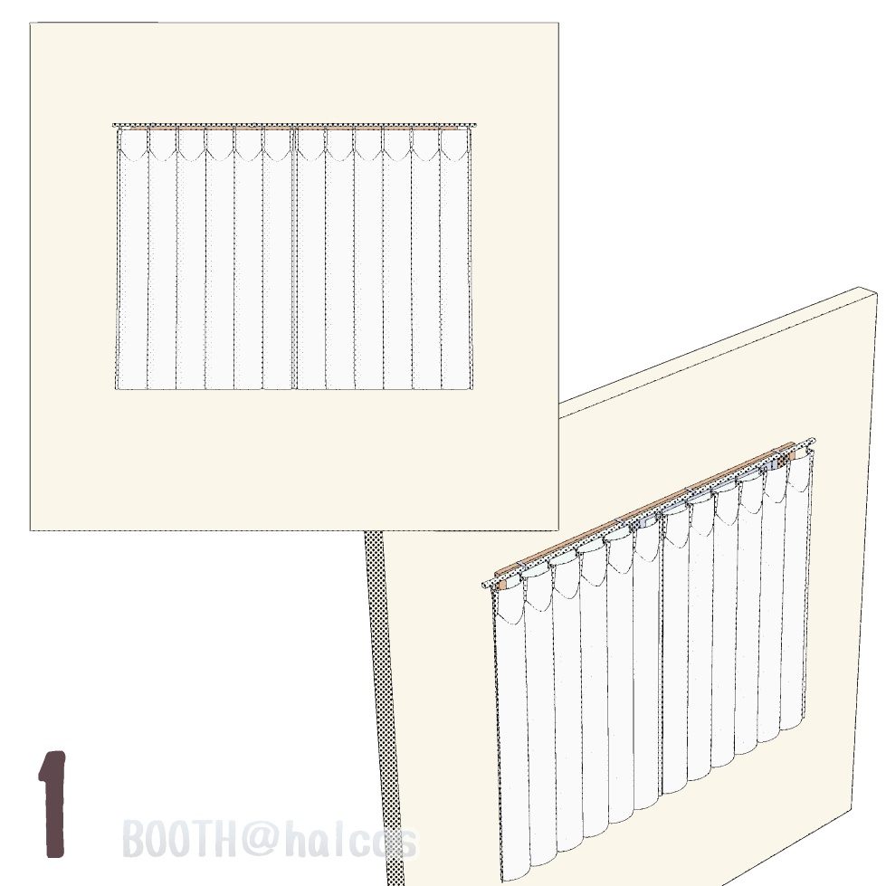 【3D】小道具/カーテン/閉/開/半開+OPTION