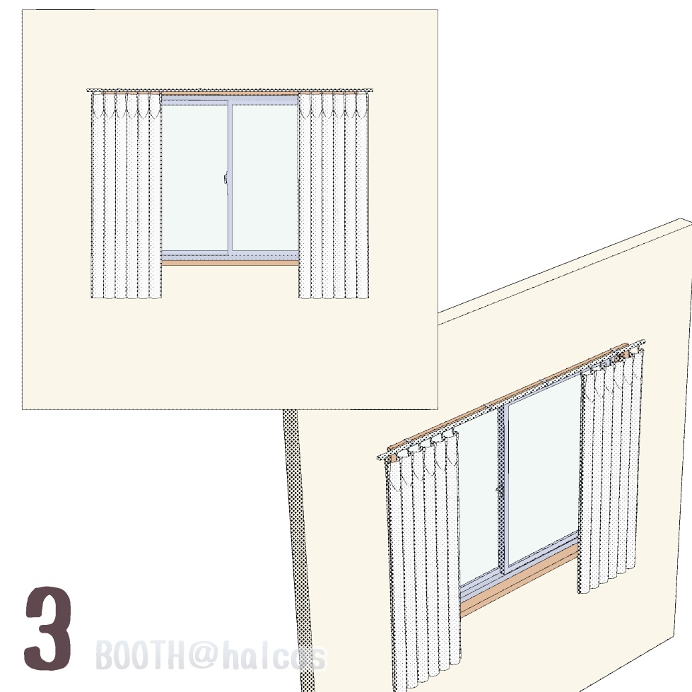 【3D】小道具/カーテン/閉/開/半開+OPTION