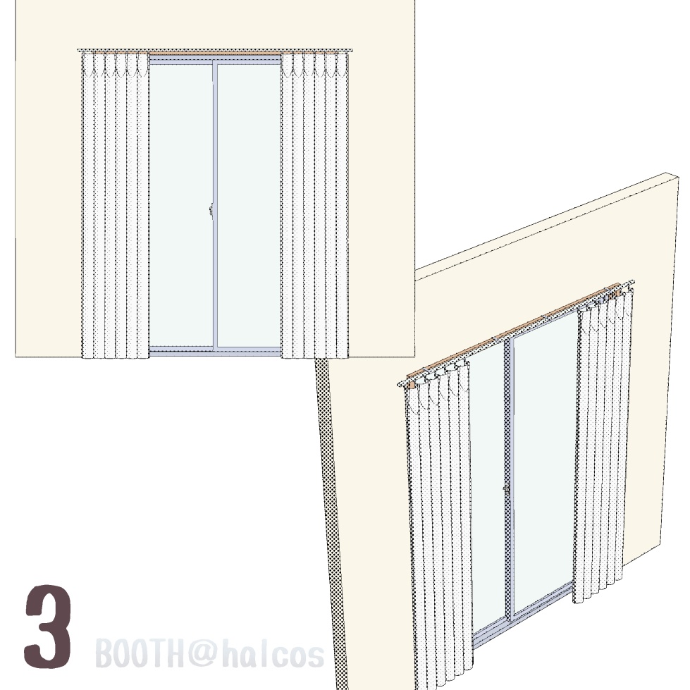 【3D】小道具/カーテン(大)/閉/開/半開+OPTION