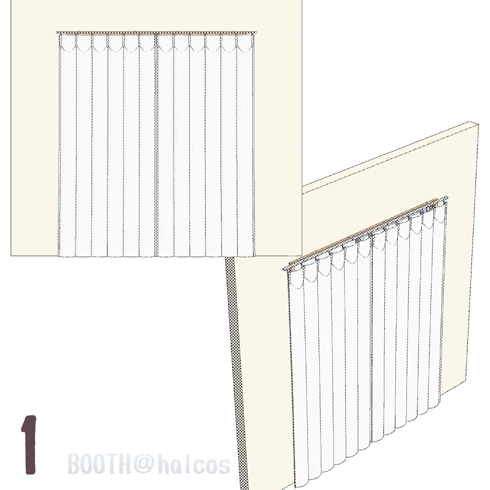 【3D】小道具/カーテン(大)/閉/開/半開+OPTION