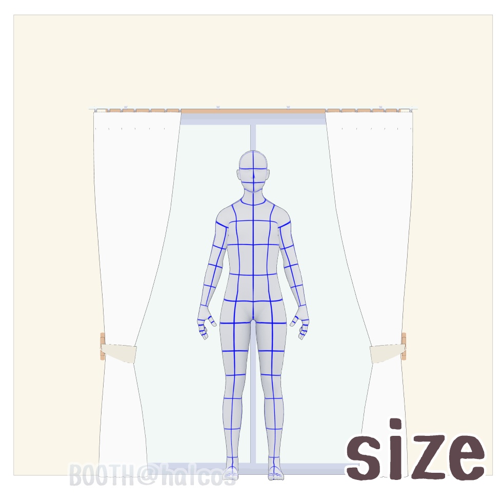 【3D】小道具/カーテン(大)/閉/開/半開+OPTION