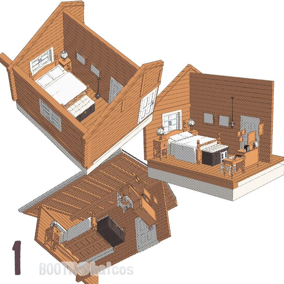 【3D】舞台/寝室/ログハウス