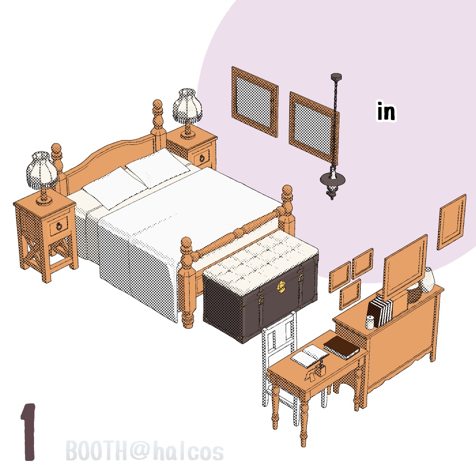 【3D】舞台/寝室/ログハウス