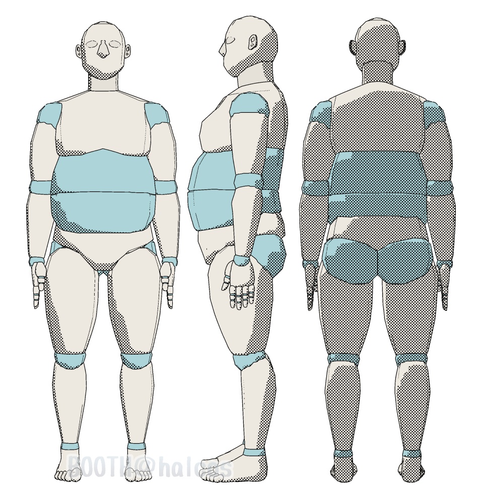 【3D】アタリ用/体/太った男/170㎝