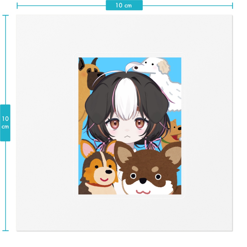 友達をたくさん連れてきちゃっている証明写真ステッカー