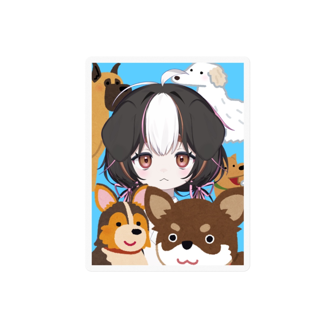 友達をたくさん連れてきちゃっている証明写真ステッカー