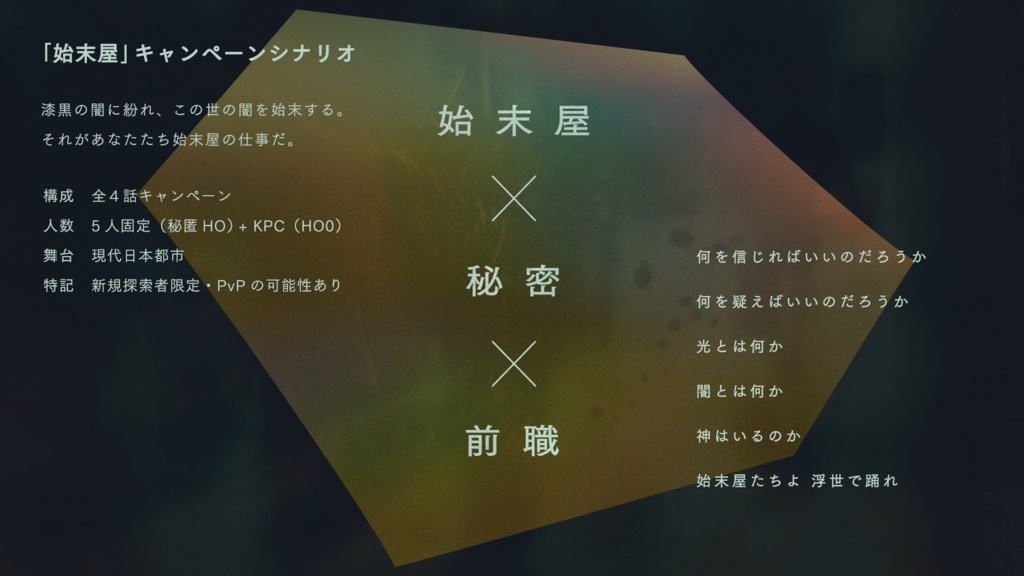 CoC始末屋キャンペーンシナリオ「Dancing in The Floating World」