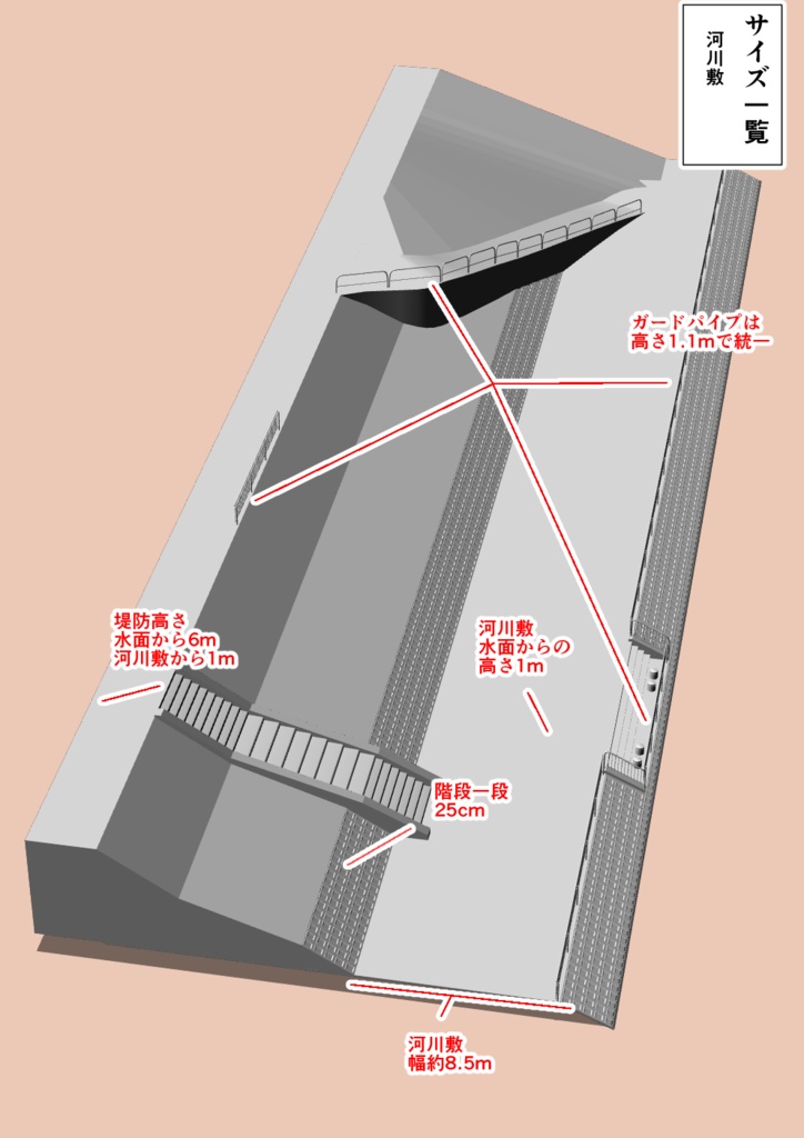 3D-橋と河川敷 (FBX)
