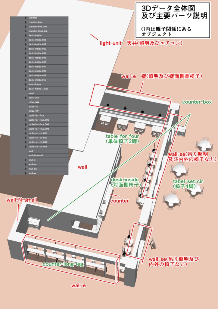 3Dオブジェクト-カフェ (FBX)