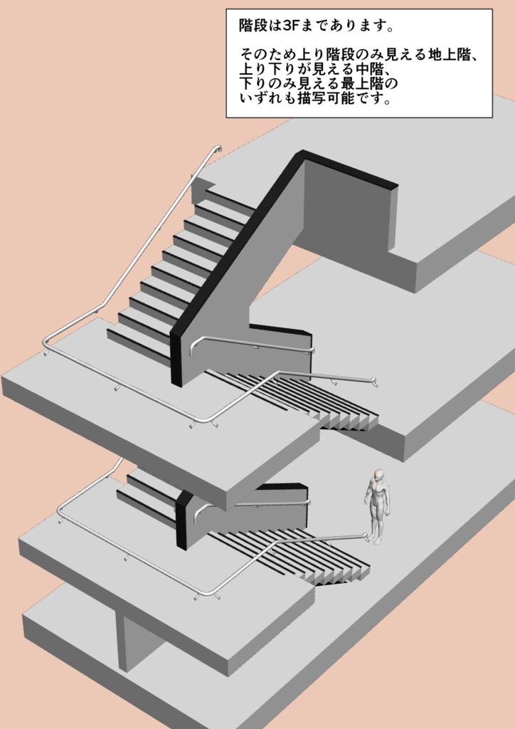 3D-学校の階段 (FBX)